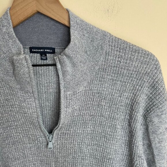Zachary Prell Mens Higgins Pullover Sweater Size XXL Cotton Cashmere Quarter Zip - Picture 2 of 7